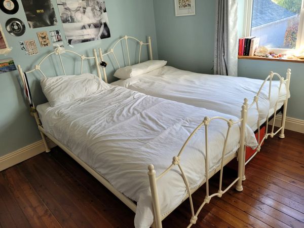 2 x Single Cast Iron painted Beds