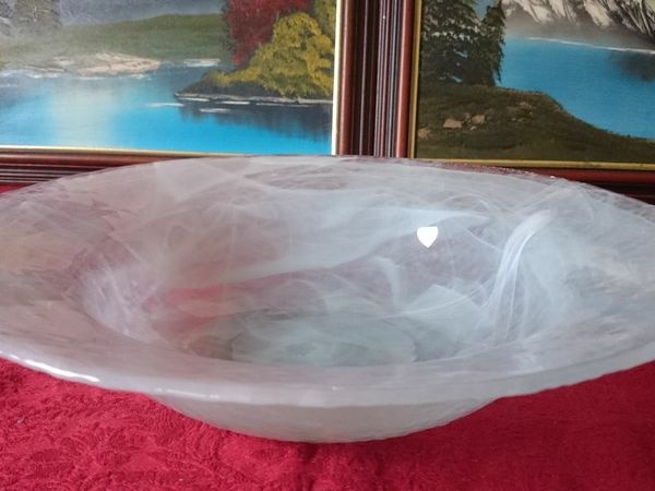 15.25 Inches Wide Murano Style Glass Centerpiece Bowl