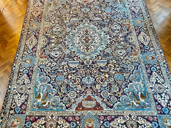 Old Hand Made Traditional  Blue Wool Rug 3m x 3.9m