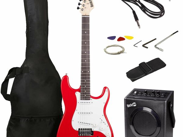 Full Size Electric Guitar Kit with 10-Watt Guitar Amp - Red