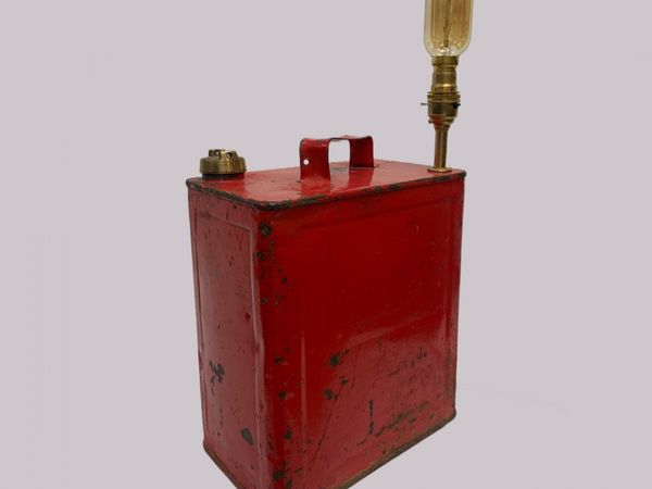REDLINE petrol can with original brass screw-top lid  electric table lamp