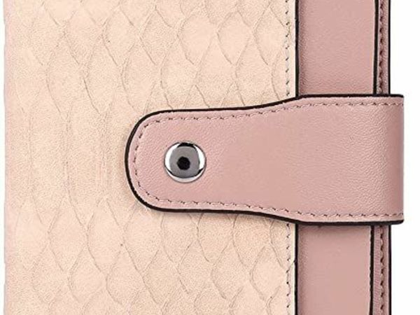 BOSTANTEN Small Purse for Women Leather Card Holder Wallet Ladies Bifold RFID Blocking Zip Coin Pocket Pink