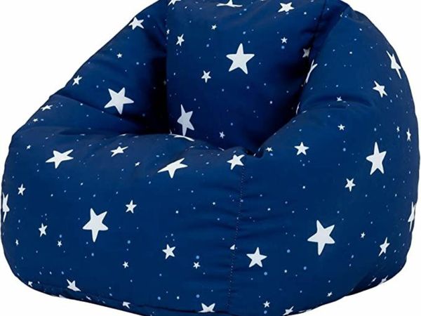 icon Kids Bean Bag Chair, Navy Blue Stars, Large Indoor Outdoor Bean Bag Chairs for Kids, Kids Bean Bags for Girls and Boys with Filling Included, Nursery Decor Bedroom Accessories