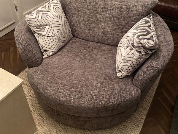 Grey Fabric Swivel Armchair