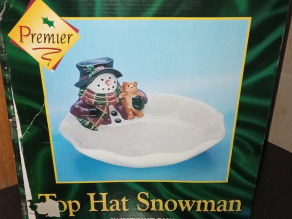 Top Hat Snowman Dish (New)