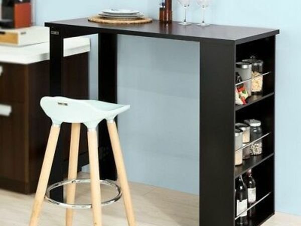 high table bar eat-standing kitchen with storage – Black