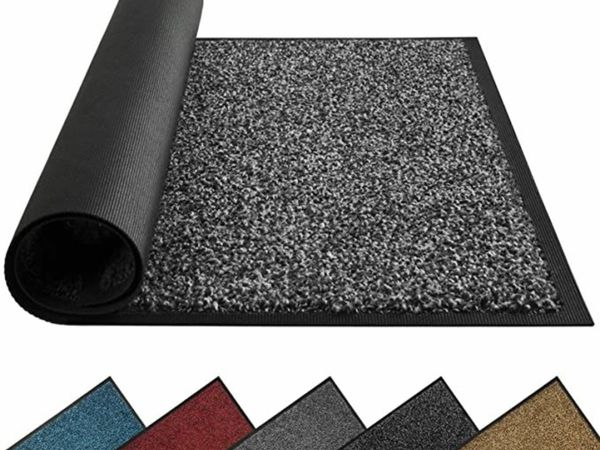 Mibao Dirt Trapper Door Mat for Indoor&outdoor, 90x120 Cm, Grey Black, Washable Barrier Door Mat, Heavy Duty Non-Slip Entrance Rug Shoes Scraper, Super Absorbent Front Door Mat Carpet