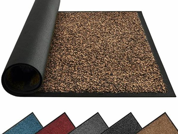 Mibao Dirt Trapper Door Mat for Indoor&outdoor, 90x120 Cm, Brown Black, Washable Barrier Door Mat, Heavy Duty Non-Slip Entrance Rug Shoes Scraper, Super Absorbent Front Door Mat Carpet