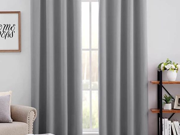 HOMEIDEAS Blackout Curtains for Bedroom 52 X 84 Inch Long 2 Panels Set Light Grey/Gray Room Darkening Curtains/Drapes, Soundproof Thermal Grommet Window Curtains for Living Room