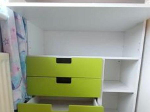 SMÅSTAD Changing table, white green/with 3 drawers