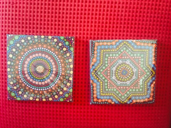 X2 small mandala dot paintings