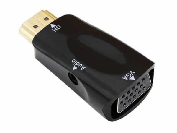 HDMI to VGA Cable Converter Male To Female Adapter w/ 3.5mm Jack Audio HD 1080P