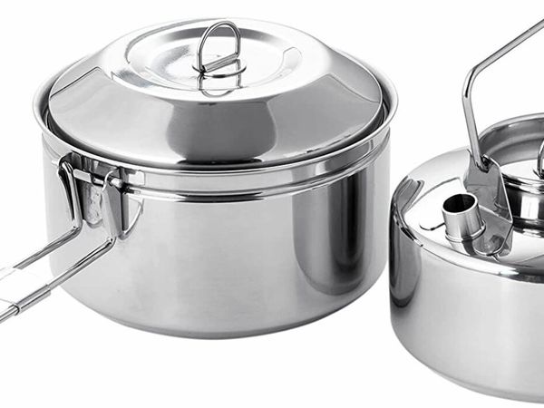 Stainless Steel Kettle and Pot Set 1.0L Camping Cookware