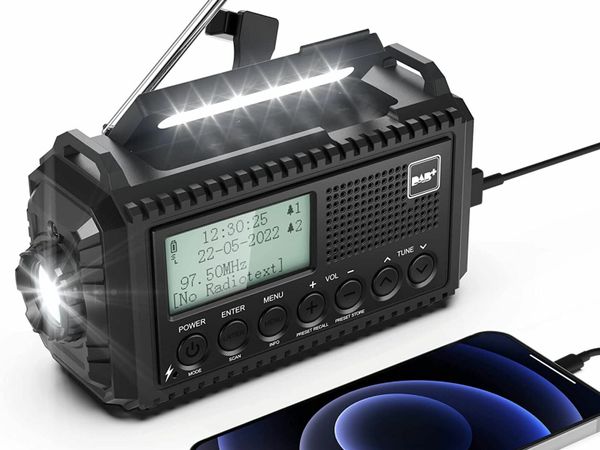 Wind Up Radio, 5000 mAh Solar Powered Emergency Radio with SOS Alarm
