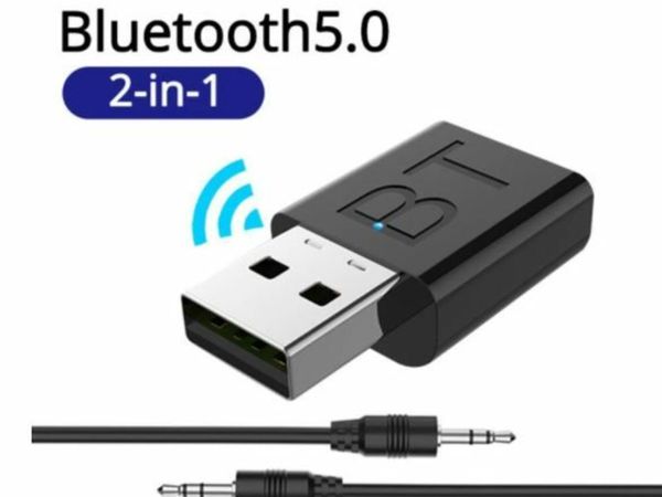 Bluetooth Wireless Audio Transmitter Receiver with 3.5mm Cable USB v5.0 Adapter