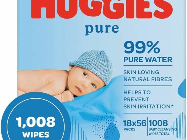 Huggies Pure, Baby Wipes, 18 Packs (1008 Wipes To