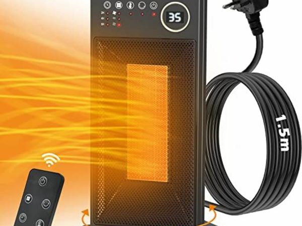 Electric Fan Heater, Remote Control Ceramic Heater 2000W with Timer, 70° Oscillation Heater Fan for Home with 3 Levels Adjustable Wind, Portable Personal Space Heater Room Heater for Office, Bedroom