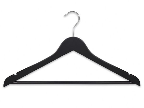 Black Wooden Hanger, Non-Slip Trouser Hanger Bar, 44cm
