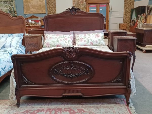 French antique Louis XVI king size bed with base