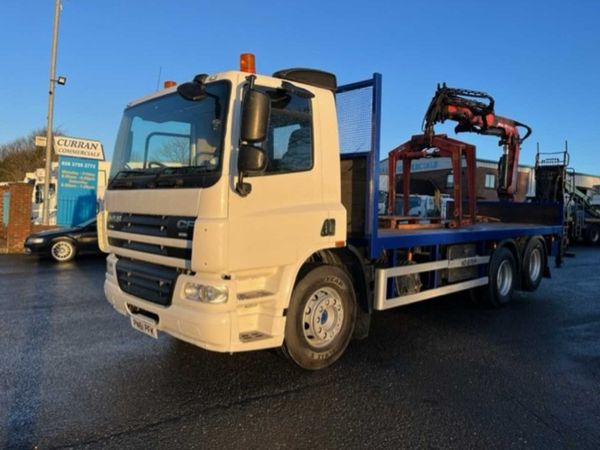 2011 daf cf 6x2 flat with 2015 crane with grab