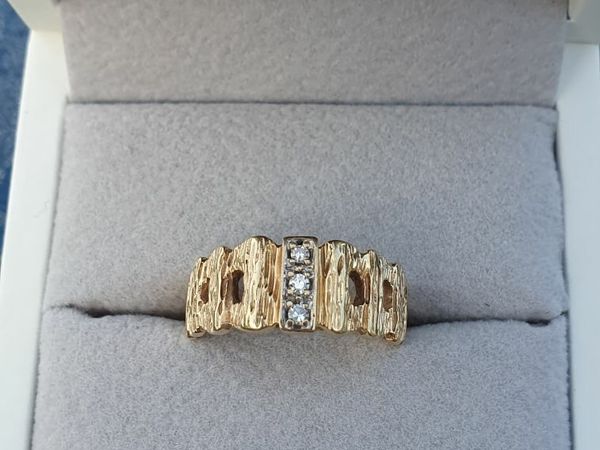 14K gold and diamond custom ring