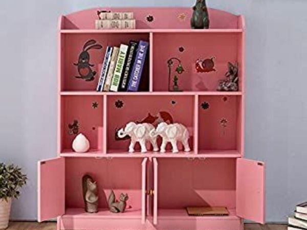 Kids Bookshelf and Storage, Children’s Bookcases Displaying Books toys Organizer Shelving Unit for Boys and Girls (Pink)