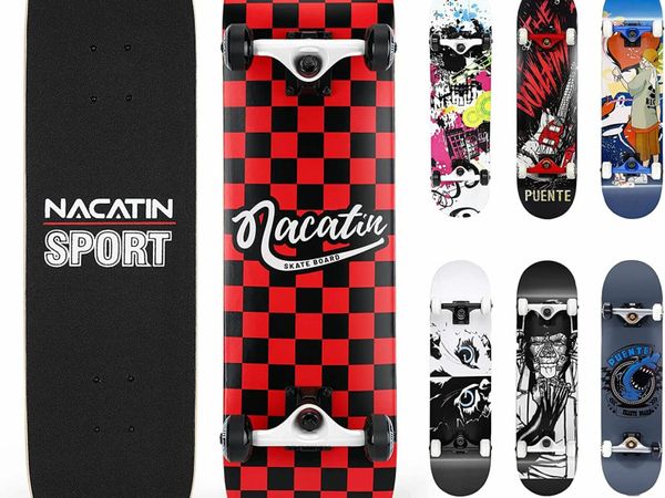 NACATIN Complete Skateboard, Standard Skateboard for Adults Kids