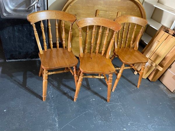 3 x pine kitchen chairs
