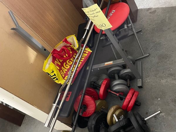Gym accessories. Weights and bench