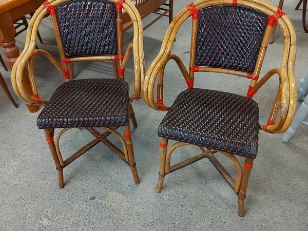 Pair vintage, 1960s cane chairs
