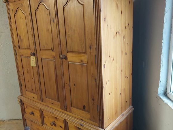 Large 3 door wardrobe, carved front