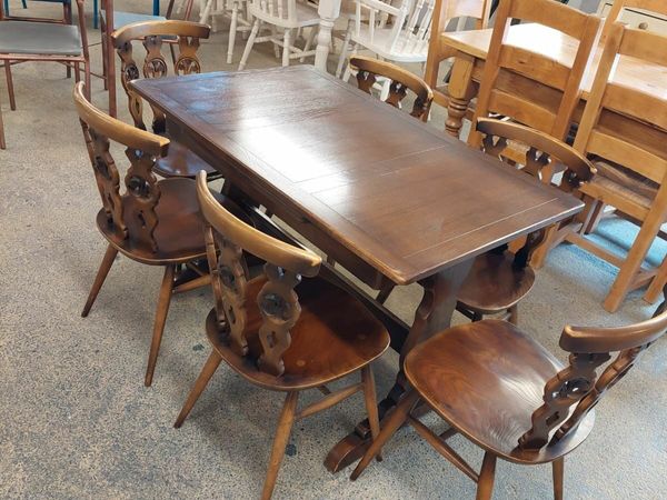 Vintage, 1960s ercol extendable table, 6 chairs