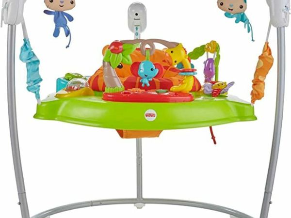 Fisher-Price Roarin' Rainforest Jumperoo - Infant Activity Center with Music, Lights & Sounds - 360° Play - Colourful Animal Toys - Gift For Babies, CHM91