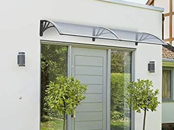 Front Door Canopy Outdoor Awning, Rain Shelter for Back Door, Porch, Window, 200 x 80 cm, Grey