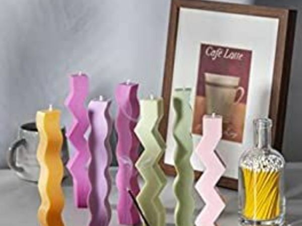 Home Candle Making Kit for Beginners, Candle Making for Adults. Includes: Eco Soy Wax, Candle Moulds, Colour Pigments, Wicks, Gift - Wavey & Zig Zag Kit