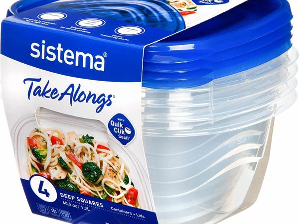 Sistema 1.2L Deep Square Food Storage Containers, Pack of 4