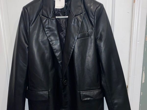 Faux leather single Breasted blazer