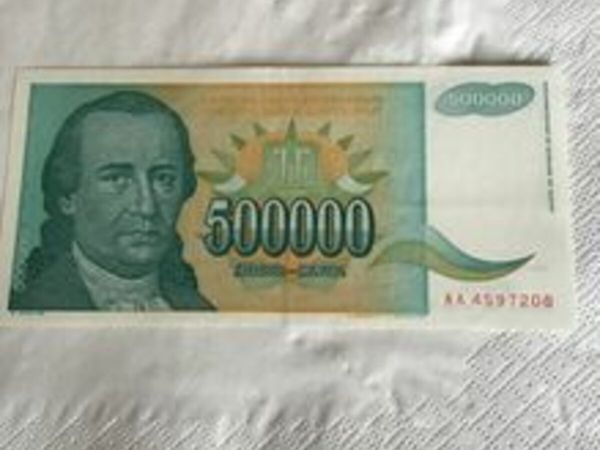 Rare Yugoslavia Banknote - 500000 Dinara