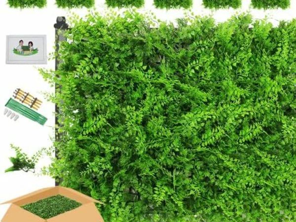 Artificial Plant Wall Panels, 6pcs Fern Greenery, Ivy Privacy Hedge Fence Screening, Home Garden Outdoor Wall Decoration 50 x 50cm