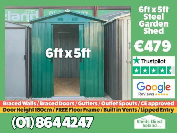 6ft (W) x 5ft (D) steel shed! from 479!!