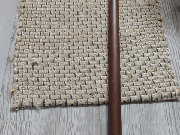Long 220cm walnut curtain pole with brackets