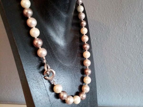 Sterling Silver Shell Pearl Necklace by Corona