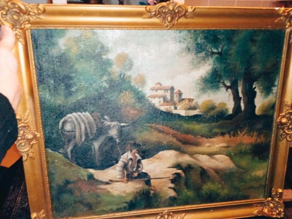 Large Antique oil painting on canvas