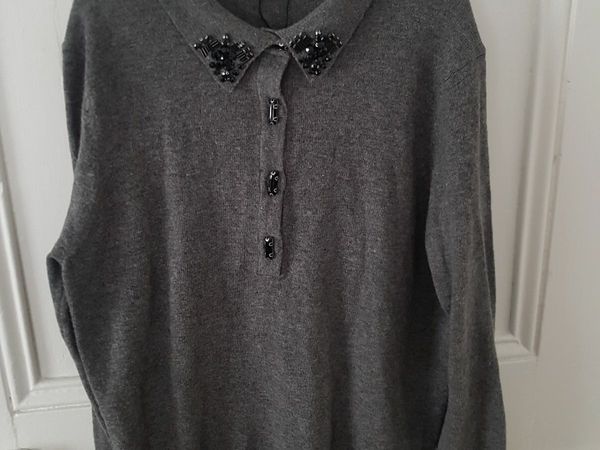 Zara Jewel Collar Knit Top