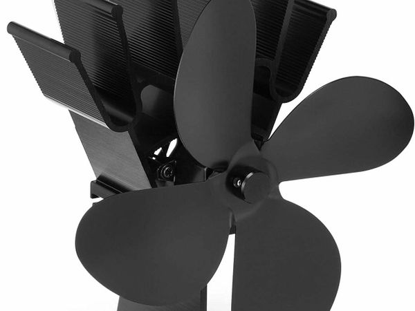 NETTA 4 Blade Woodburner Stove Fan - Silent Operation - Eco Friendly Circulation - Efficient Heat Distribution - Ideal Log Burner Fan and Woodburner Fireplace Fan - Black
