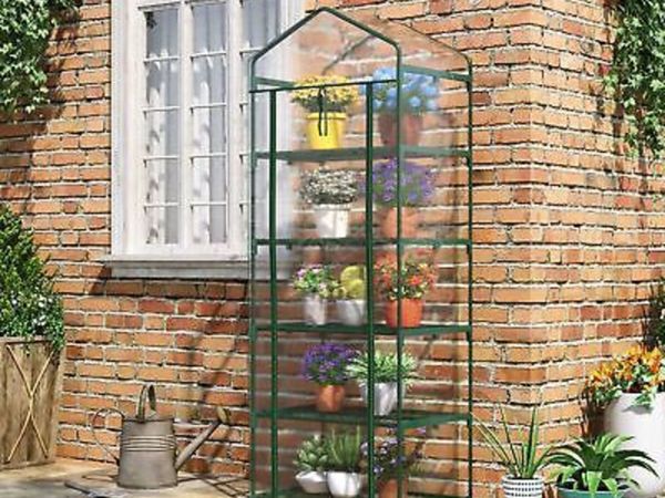 Mini Greenhouse Outdoor Flower Stand PVC Cover Portable 69 x 49 x 193cm