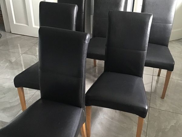Leather brown Dining chairs x6