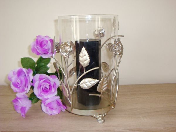 Rose hurricane candle holder champagne in colour