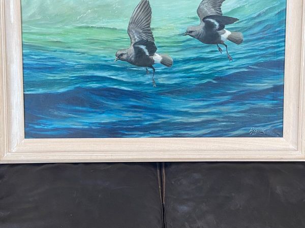 Original oil painting - Storm  Petrels