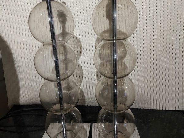 Pair of lovely chrome and glass table lamps